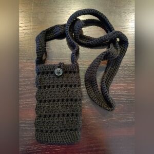 Handmade Black Crochet Crossbody Bag